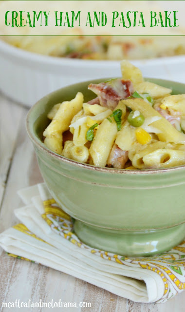 leftover-ham-and-pasta-with-peas-corn-and-cheese