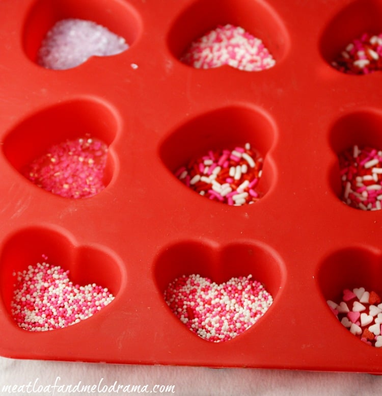 candy sprinkles in heart mold