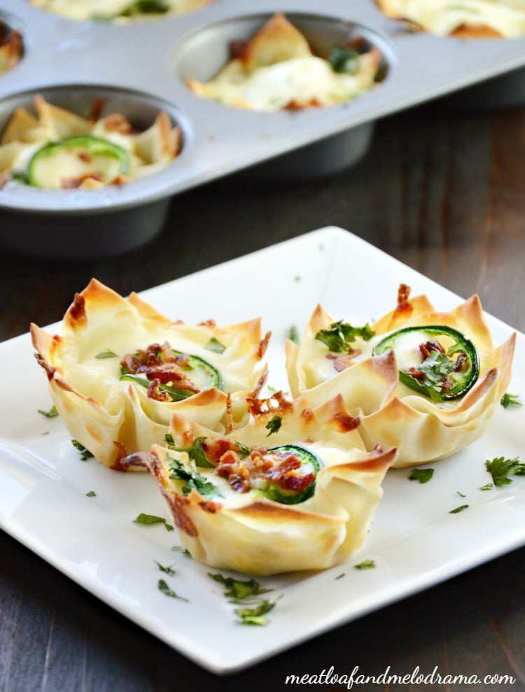 wonton cups on a square plate