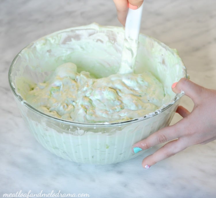 stir cool whip in pudding mix