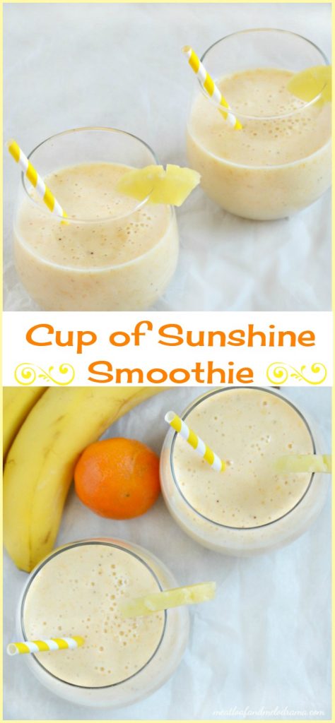 cup of sunshine smoothie collage