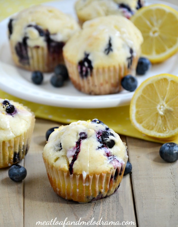 Glazed Lemon Blueberry Muffins - Meatloaf and Melodrama