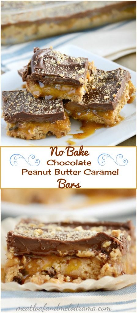 No Bake Chocolate Peanut Butter Caramel Bars