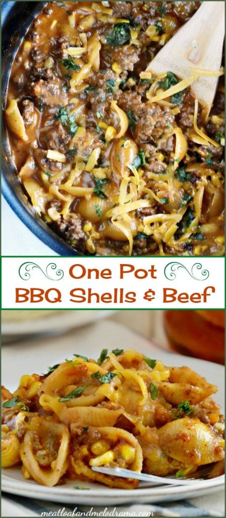 One Pot Cheddar BBQ Shells and Beef