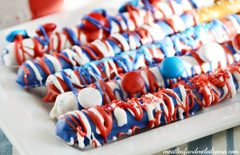 patriotic candy coated pretzel sticks