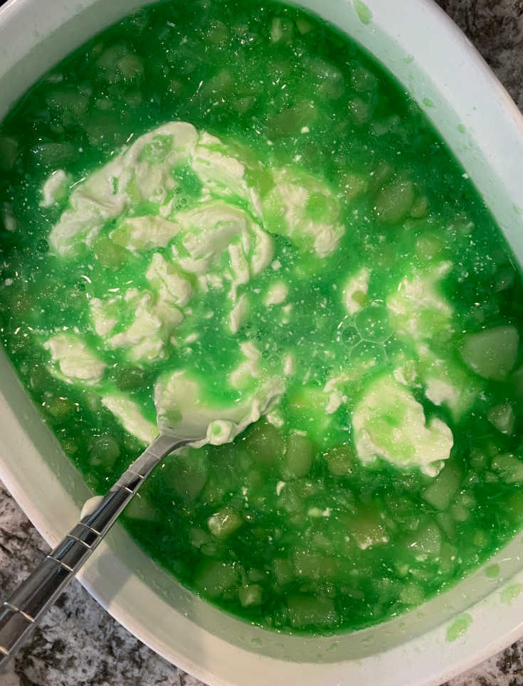 mix sour cream and green jello