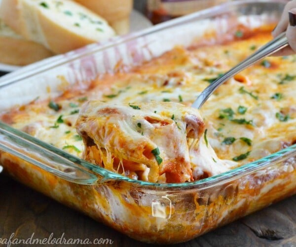 one-pan-rigatoni-sausage-bake-cheese