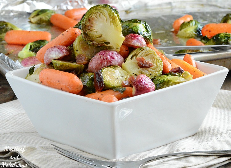 easy roasted vegetables in square bowl