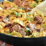one-pan-creamy-chicken-sausage-tortellini-sundried-tomatoes-recipe-meatloafandmelodrama.com