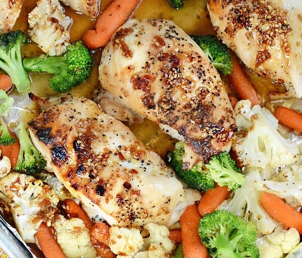 one-sheet-pan-honey-teryiaki-chicken-broccoli-carrots-cauliflower-meatloaf-and-melodrama