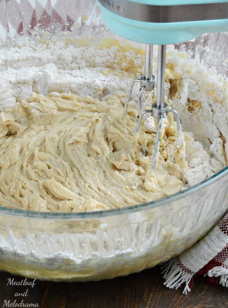 mix cookie dough with electric mixer.