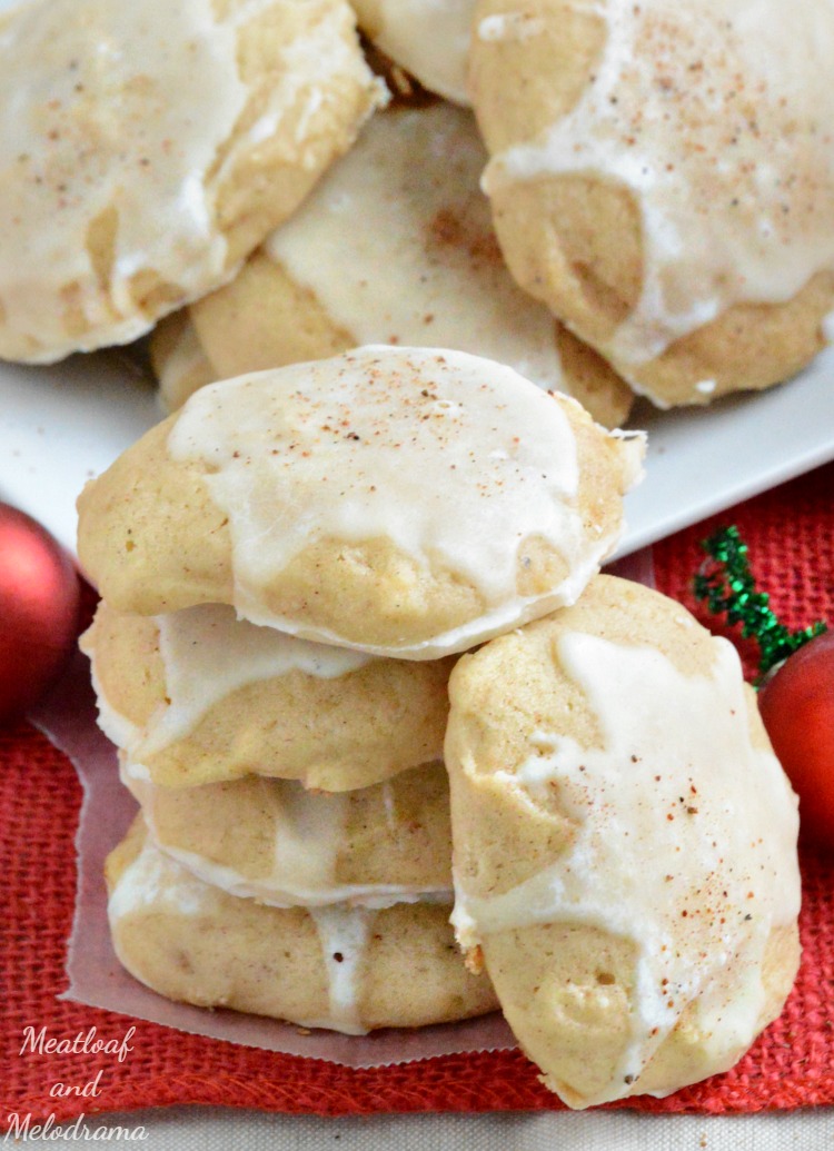 soft and chewy eggnog cookies on the table.