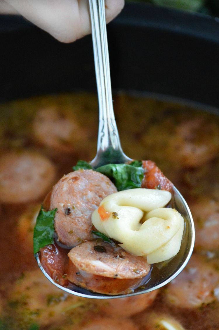 spicy-andouille-sausage-tortellini-soup-recipe-spinach-tomatoes-meatloafandmelodrama.com