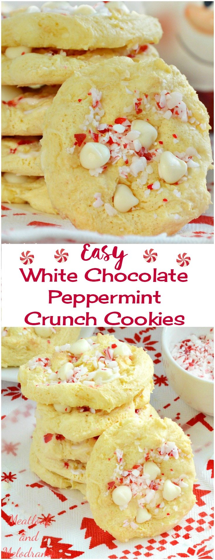 Easy White Chocolate Peppermint Crunch Cookies