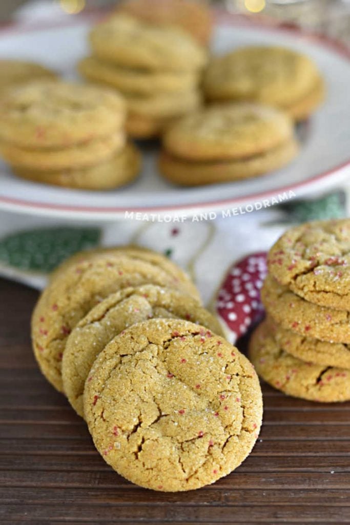 stacked molasses crinkle cookies 