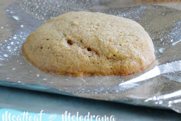 banana cookie on foil baking sheet