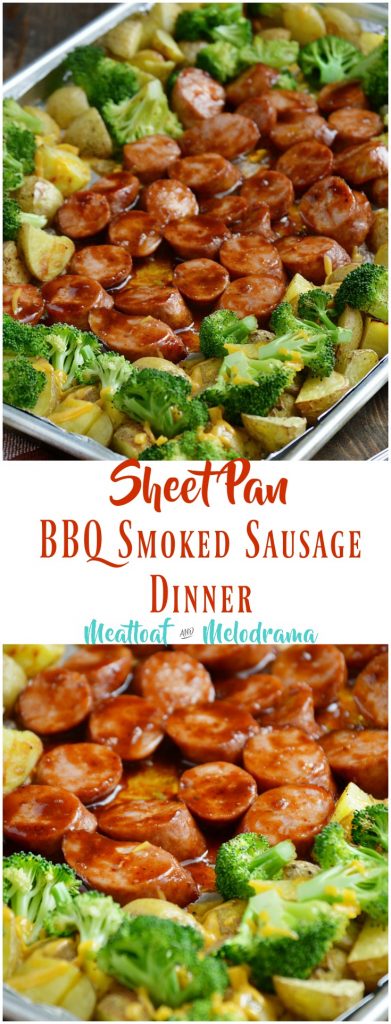 Sheet Pan BBQ Smoked Sausage Dinner with Broccoli and Potatoes