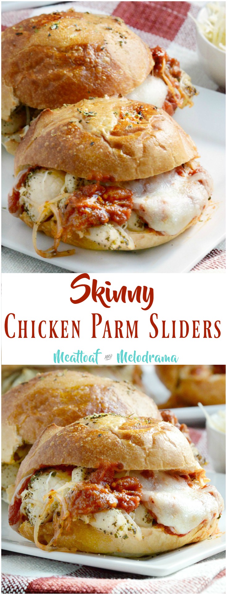 Skinny Chicken Parm Sliders @meatloafandmelodrama.com