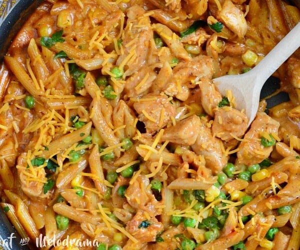 one pot cheddar bbq chicken pasta dinner