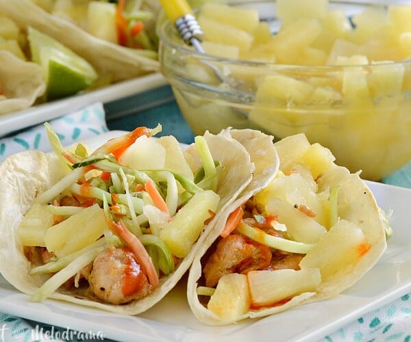 pineapple sriracha chicken tacos