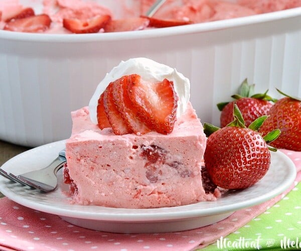 easy strawberry jello fruit salad on plate