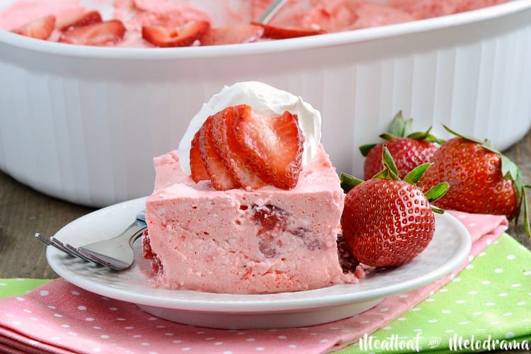 easy strawberry jello fruit salad on plate