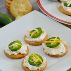 ritz crackers with cream cheese and jalapeno peppers