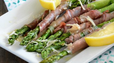 roasted parmesan prosciutto wrapped asparagus with lemon recipe