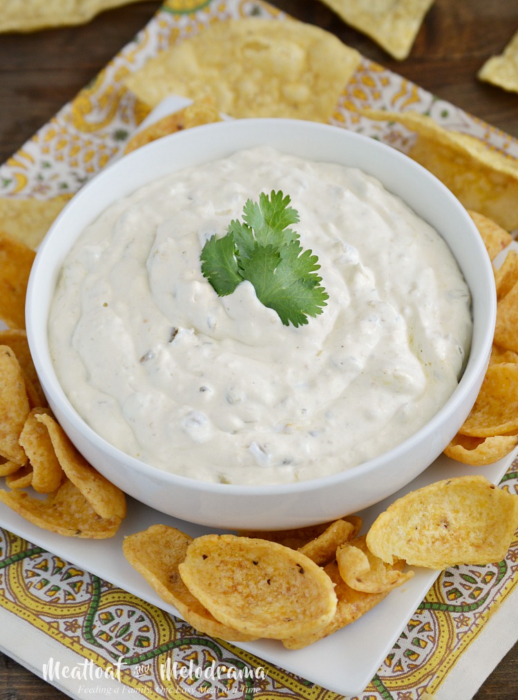 creamy salsa verde dip made with green chile salsa