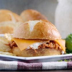 honey chipotle bbq chicken sliders with cheddar cheese and ranch dressing