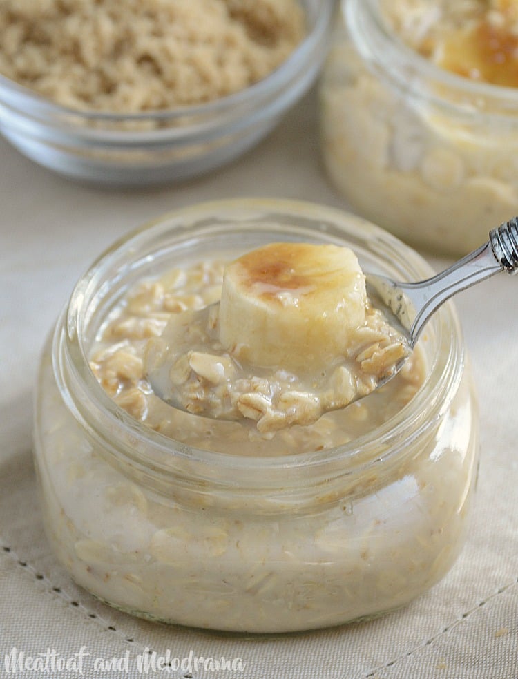 maple brown sugar overnight oats with bananas
