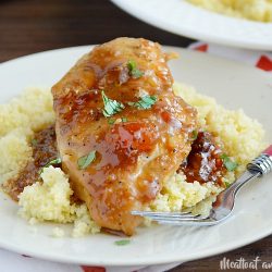skillet glazed apricot chicken over couscous