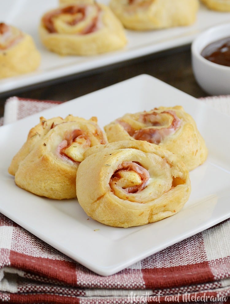 Baked Ham and Cheese Roll Ups with Barbecue Sauce Meatloaf and Melodrama