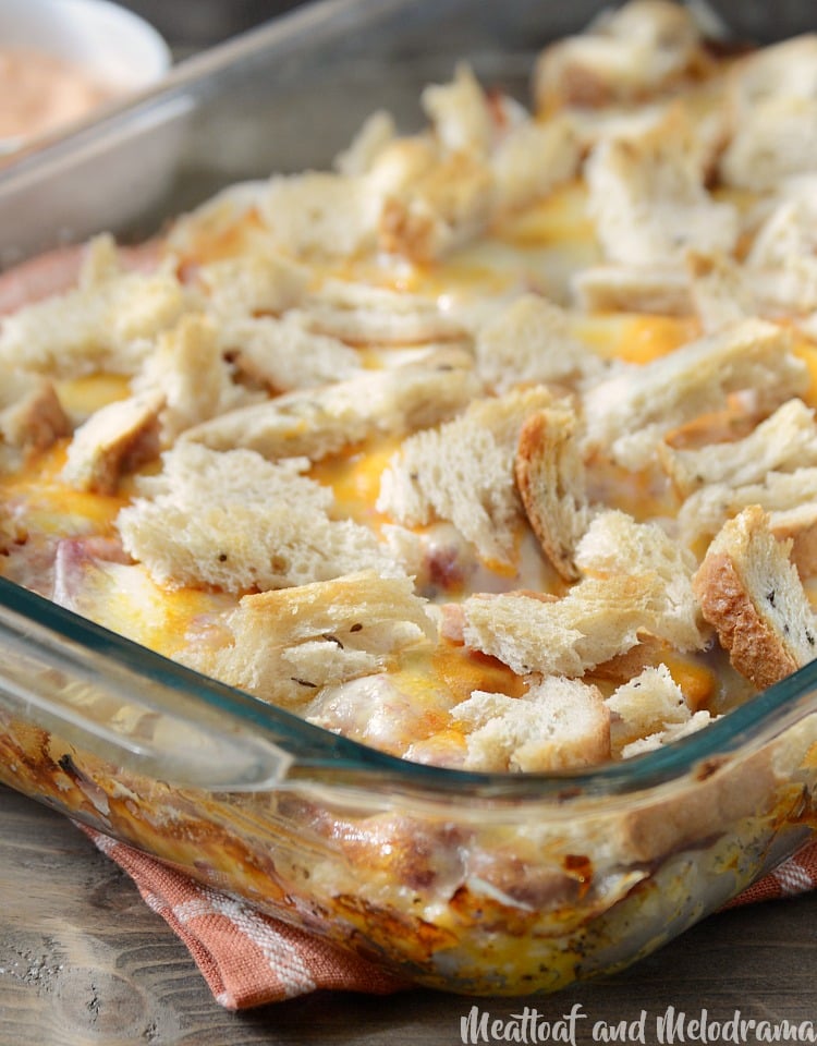 easy baked reuben casserole in baking dish