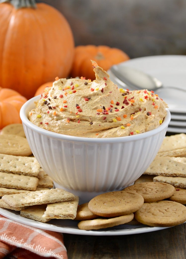 pumpkin pie dessert dip with fall sprinkles