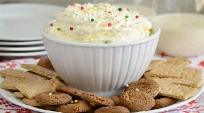 easy eggnog dessert dip with graham crackers and cookies