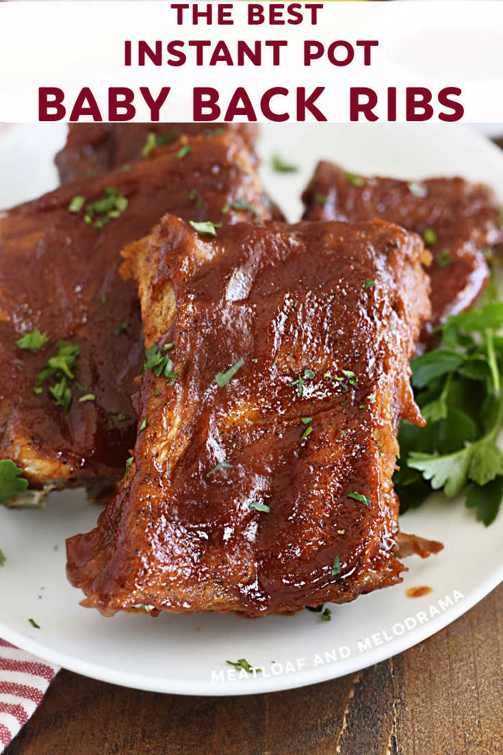 Instant Pot Baby Back Ribs made with dry rub, apple cider vinegar and BBQ sauce are tender, fall-off-the-bone ribs done in under an hour. They're super flavorful and delicious! via @meamel