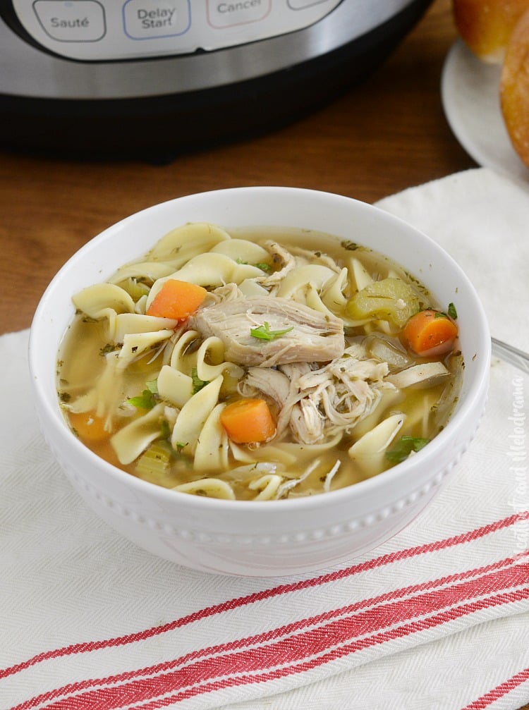 instant pot chicken noodle soup in bowl