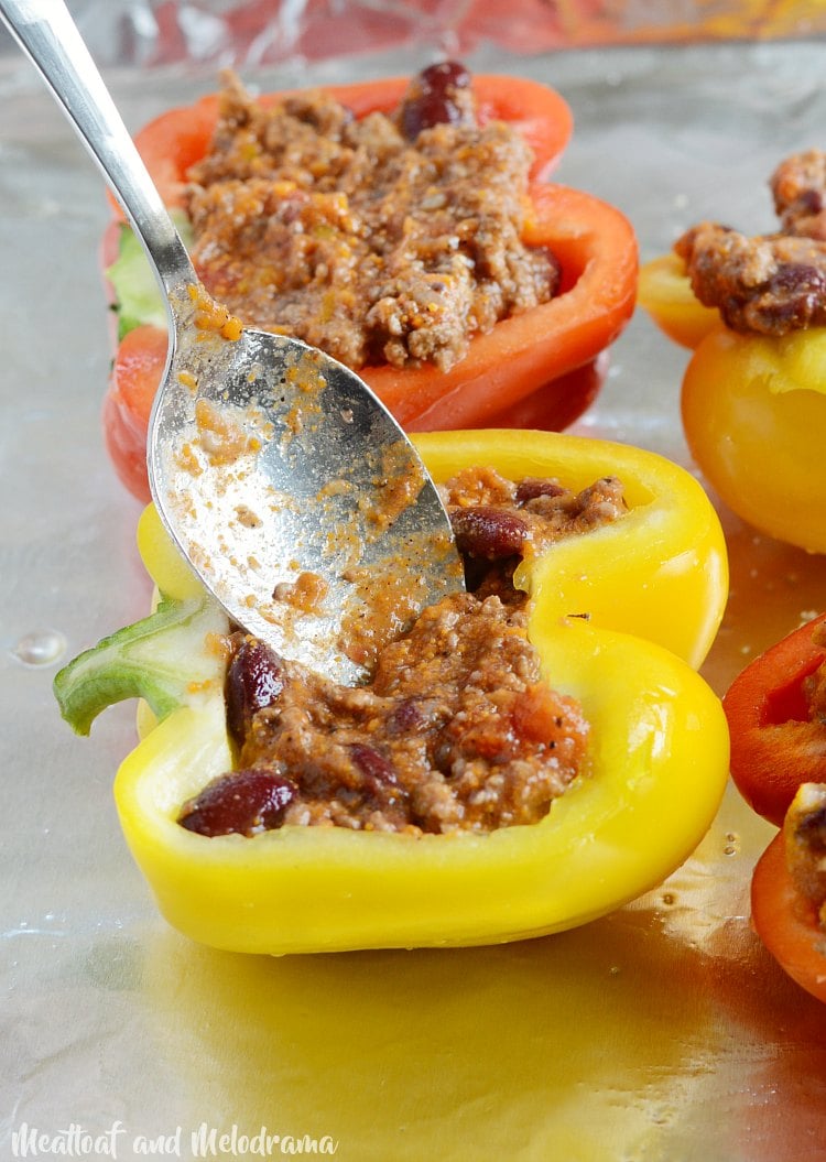 how to prepare leftover chili stuffed peppers