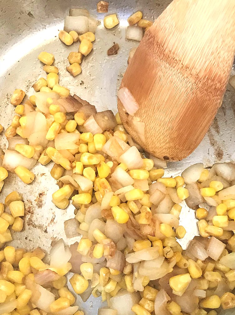 saute corn and onions for instant pot chicken enchilada soup