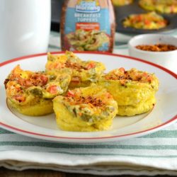 Southwest egg muffin cups on red and white plate