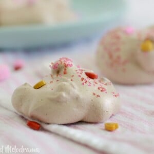 double chocolate meringue cookies with candy hearts