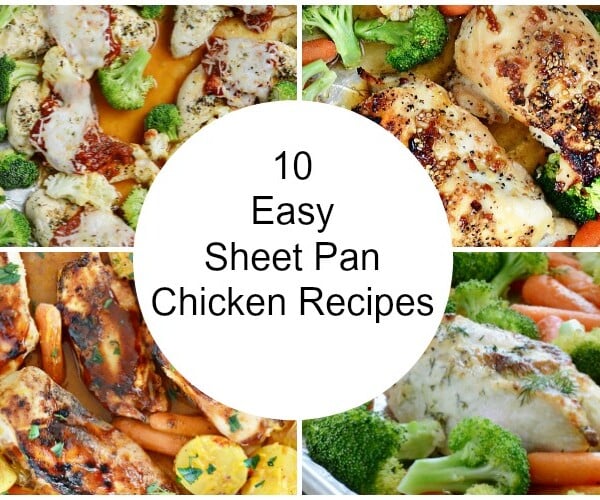 collage for 10 easy sheet pan chicken recipes