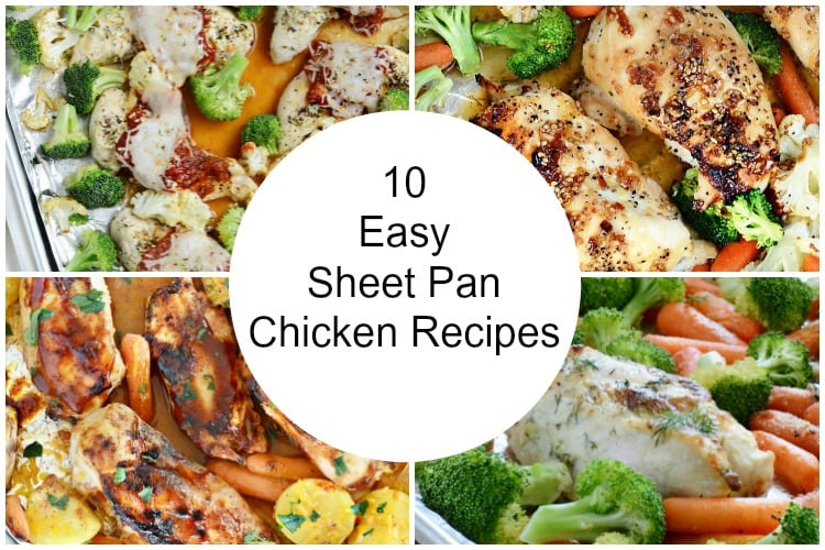 collage for 10 easy sheet pan chicken recipes