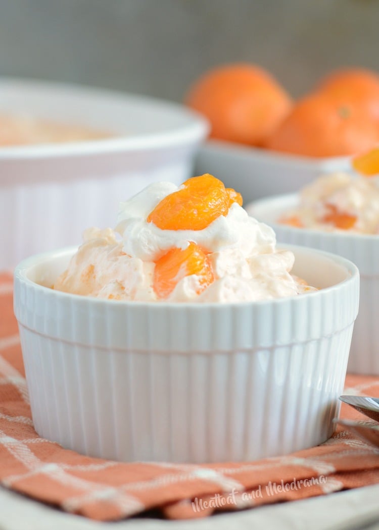 orange jello fruit salad with cool whip and mandarin oranges