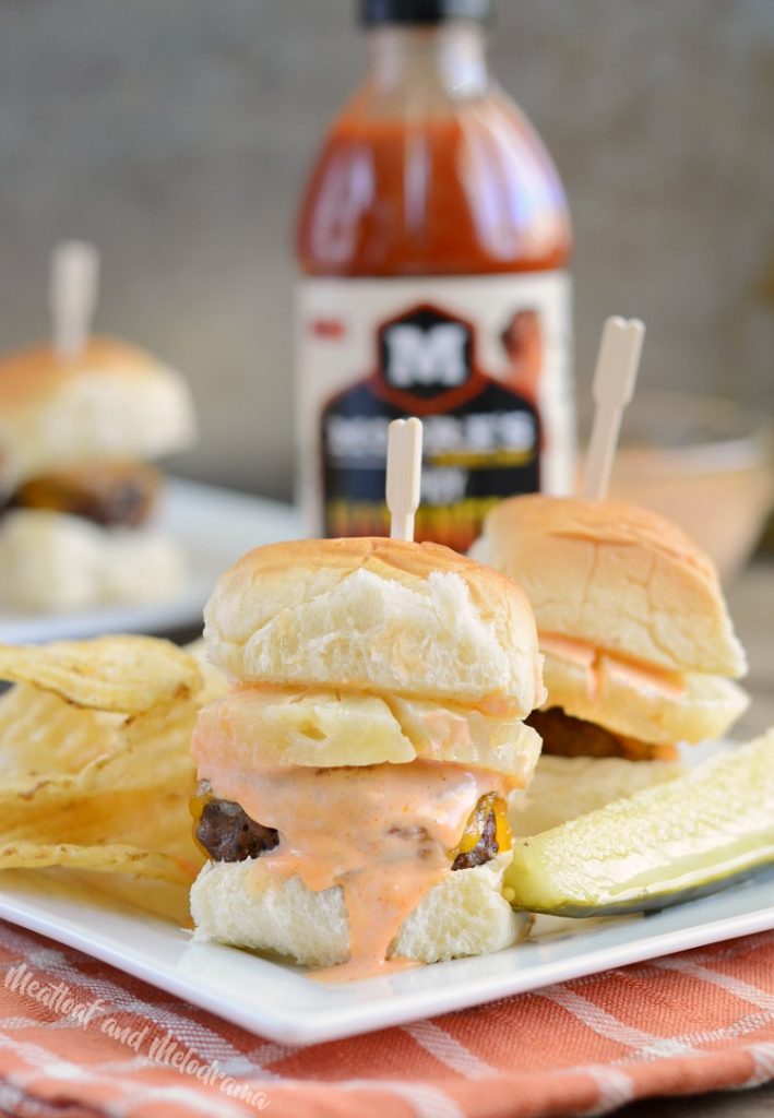 spicy habanero beef sliders with pineapple and cheddar cheese