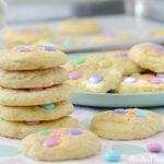 spring cake mix cookies with pastel m and m candies