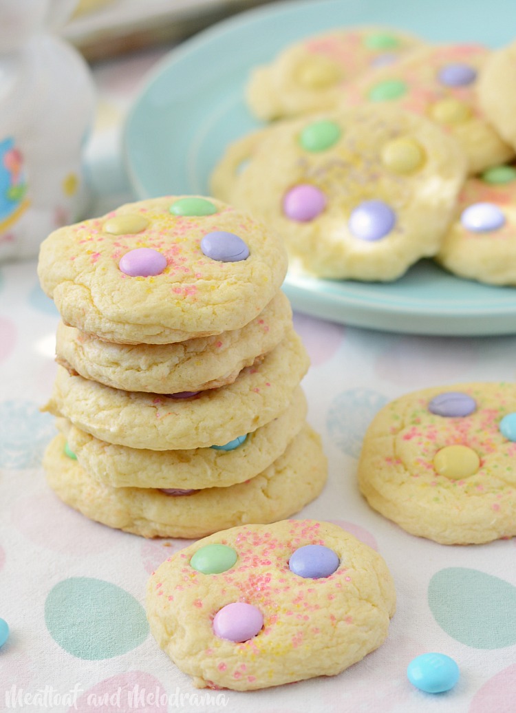 spring cake mix cookies stacked