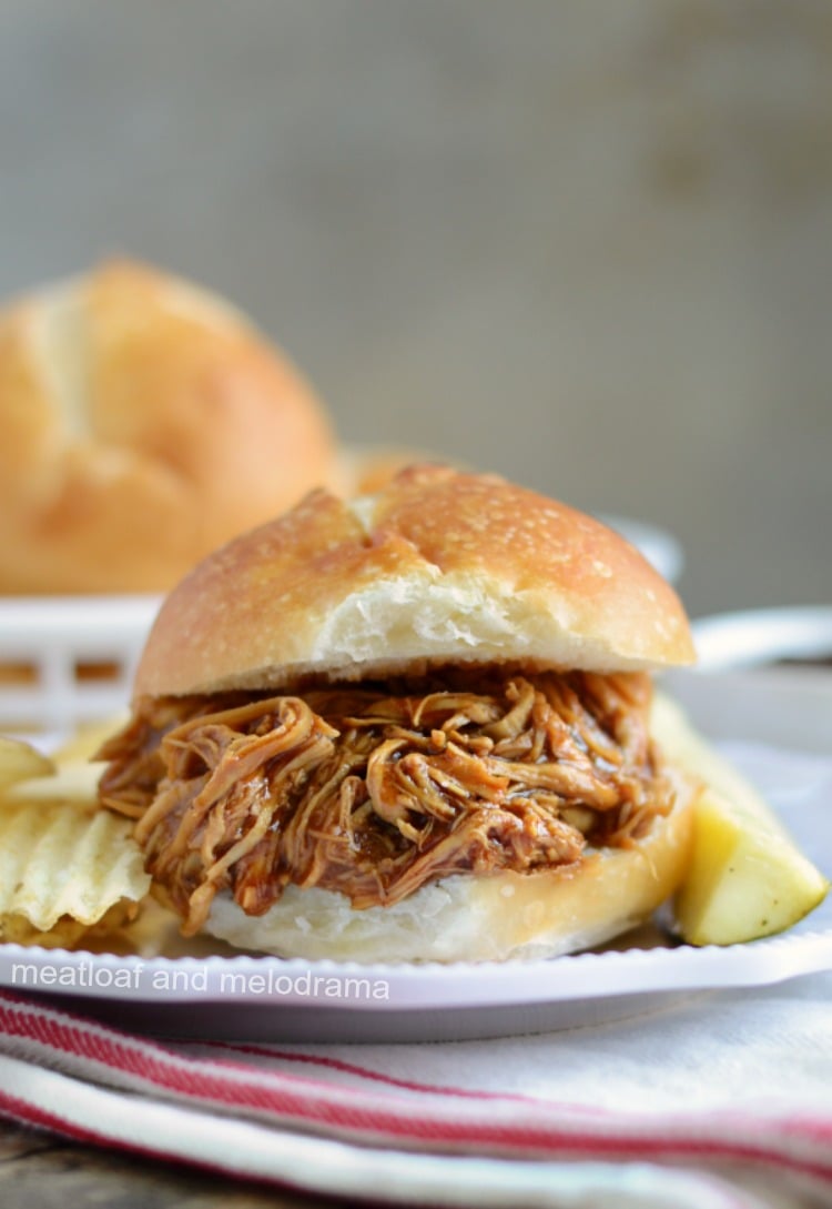 pulled instant pot bbq chicken slider on plate