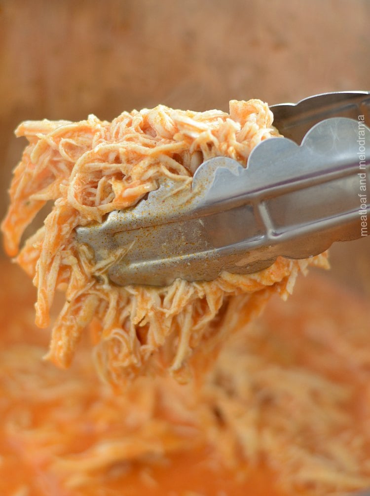 instant pot buffalo chicken recipe shredded in tongs